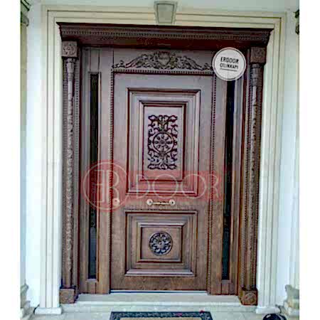 Ahşap İşlemli Ceviz Villa Giriş Kapısı ER0211