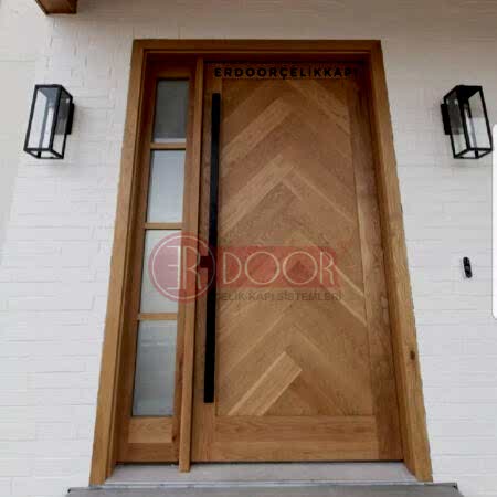 Doğal Ağaç Kaplama Villa Giriş Kapısı ER0285